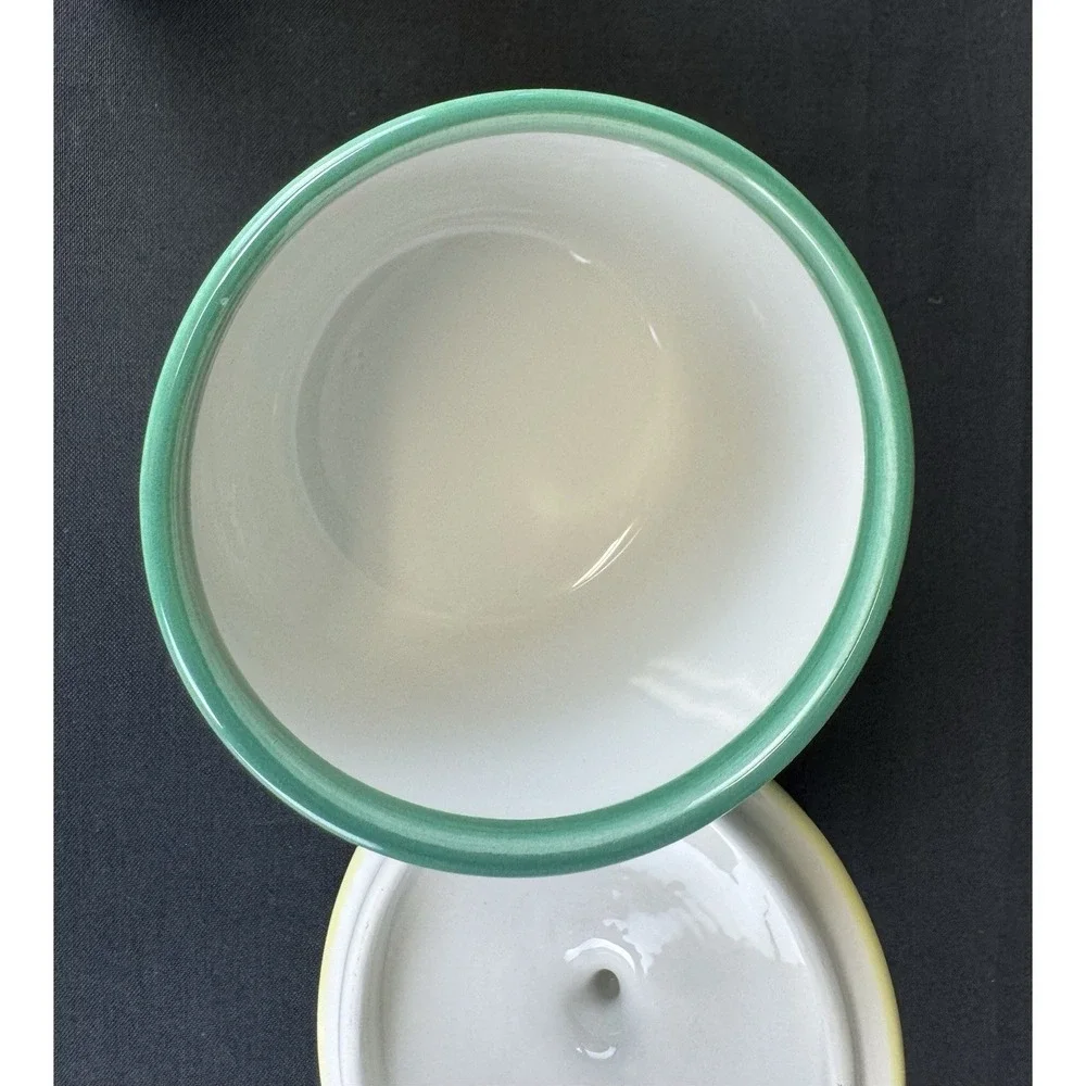 Villeroy & Boch Switch Summerhouse Creamer & Sugar Bowl Set Yellow Plaid/ Green